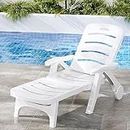 Gardeon Sun Lounge, Folding Camping Chair Lounger Day Bed Chaise Beach Chairs Outdoor Furniture Garden Patio Setting Pool Backyard, with Wheels Armrest Backrest White