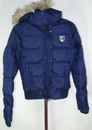Boys American Eagle Navy Removable Hood Zip Snap Front Down Jacket Size Small