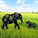 2 Pack Elephant Metal Decorative Garden Stakes Elephant Gifts for Women/Men Elephant Silhouette Statues for Yard Art, Patio, Outdoor Decor, Garden Decorations, Lawn Ornaments