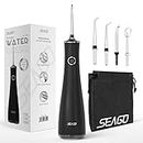 Water Flosser, Cordless Oral Irrigator, Rechargeable Portable Dental Water Jet Seago SG8001 for Removing Dental Plaque with 5 Jets and 3 Modes Tips, IPX7 Waterproof for Home and Travel Use, Black