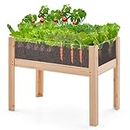 Giantex Raised Garden Bed, Elevated Wood Planter Box with Legs, Drainage Holes, Acrylic Panels, Standing Raised Beds for Fruits Vegetables Flowers Herbs, 30”x18”x24”