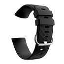 CellFAther Silicone Bands Compatible with Fitbit Charge 4/ Charge 3 & SE, Waterproof Strap Fitness Sport Wristband for Women & Men, (Small 139.7-180 MM) (Black) (Watch Not Included)