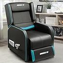 BOSSIN Gaming Recliner Chair for Adults 400lbs Racing Style Sofa Big and Tall PU Leather Recliner Seating Modern Ergonomic Lounge Recliner Chair Comfortable Home Movie Theater for Living Room(Cyan)