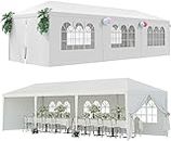 Generic Party Tent 10'x30' Patio Tent Outdoor Canopy Shelter with 8 Removable Side Walls (10' x 30' with 8 Side Walls) White Ge-726