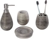4 Pcs Dark Brown Ceramic Bathroom Accessories Set, Toothbrush Holder, Soap Dish