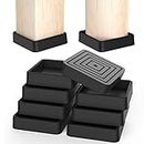Furniture Coasters, Furniture Caster Cups - Non Slip Furniture Pads Hardwoods Floors - Non Skid Furniture Grippers,Square Silicone Furniture Feet Caps, (Black, 8Pcs 3")