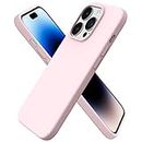 ORNARTO Compatible with iPhone 14 Pro Case 6.1, Slim Liquid Silicone 3 Layers Full Covered Soft Gel Rubber Case Protective Cover 6.1 inch-Chalk Pink