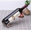 Fantes Stainless Steel Single Bottle Holder Tabletop Wine Rack Novelty Gift for Kitchen Home Decor (L Style, Bronze)