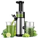 KIDISLE Cold Press Juicer Powerful Masticating Juicer Machines Easy to Clean Slow Juicer Compact Juice Extractor Machine with High Juice Yield, 600ml Juice Cup, Brush Included, BPA-Free, Sliver