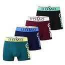 Trendy Boy Men’s Boxer Briefs UOMO Underwear with Premium Cotton Large Y Front – 4-Pack Multicoloured Italian Design Ultra Soft (1989, L)
