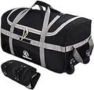 REDCAMP Reisetasche mit Rollen, groß, faltbar, Reisetasche, Gepäck mit Rollen, schwarz, 85 l/120 l/140 l, Schwarz, 120 l, 0