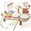 IEATFO Kids Drum Set for Kids Musical Instruments 7 in 1 Baby Musical Toy Montessori Xylophone Drum Kit Toys for Boys Girls Months Birthday Gifts