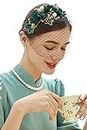 BABEYOND 1920s Fascinator Mesh Veil Headband Bridal Wedding Tea Party Fascinator Veil for Women, Dark Green, One Size