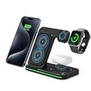 3in1 Wireless Charging Station, Wireless Charger Docking Station for iPhone 15/14/13/12/11/XR/XS/X/8 and Apple Watch 8/7/6/5/4/3/2/SE, Charging stand for AirPods 1/2/3/ Pro/Pro 2 (Black)