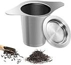 Inralimot Tea Filters Strainers Infuser Steeper 304 Stainless Steel & Extra Fine Mesh with Lid for Loose-Leaf Tea,Large Capacity and Perfect Size with Double Handles for Hanging on teapots