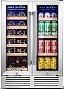 BODEGA Wine and Beverage Refrigerator, 24 Inch Dual Zone Wine Cooler, with Smart APP Control and 2 Safety Locks,Soft LED Light Hold 19 Bottles and 57 Cans, Built-In or Freestanding
