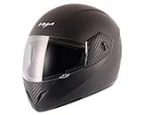 Vega Cliff ISI Certified Lightweight Full Face Gloss Finish Helmet for Men and Women with Clear Visor(Black, Size:M)