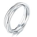 925 Sterling Silver Ring Triple Interlocked Rolling High Polish Tarnish Resistant Wedding Band Stackable Ring Size 6.5