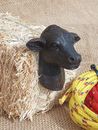 MICRO CALF ROPING DUMMY HEAD with a MICRO BALE,  TWO ROOSTER CROWS LARIATS