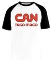 Can Tago Mago Krautrock T-Shirt Baseball Blanc Unisexe Manches Courtes Noir