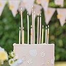 Ginger Ray Floral Pastel Tall Cake Candles with Candle Holders 12 Pack