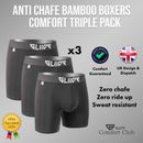 TRIPLE PACK Mens Bamboo Ultra Comfort No Chafe Underwear Sweat Resistant Boxers