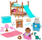Li’L Woodzeez – Lil Woodzeez – Bunk Bed Bedroom Set – Animal Figurines – Dollhou