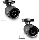 MX Dummy Fake Security Wireless Bullet CCTV Outdoor Camera Flashing Light Black - Pack of 2