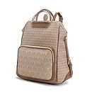 MKF Collection Vegan Leather Backpack Purse for Women - Ladies Fashion Travel - Big Bookbag Top-Handle, June Beige, Large, June