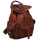 Mk Bags Unisex Leather Handmade Backpack (Brown)