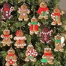 12pcs Gingerbread Man Ornaments for Christmas Tree - Assorted Plastic Gingerbread Figurines Ornaments for Christmas Tree Hanging Decorations 3" Tall