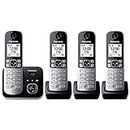 Panasonic KX-TG6864GB Schnurlostelefon mit 4 Mobilteilen und Anrufbeantworter (Bis zu 1.000 Telefonnummern sperren, übersichtliche Schriftgröße, lauter Hörer, Voll-Duplex Freisprechen) schwarz-silber