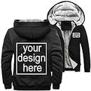 Custom Hoodie Jackets for Women Personalized Zip Up Fleece Jacket Design Logo Sweatshirt Black M