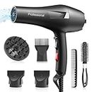 Faszin Ionic Hair Dryer, Professional Ion Blow Dryer, 2200W AC Motor Fast Drying, 2 Speeds 3 Heat Setting and One-Touch Cold Air Hair Dryer with Diffuser, Nozzle, Concentrator Comb for Curly Hair&Straight Hair