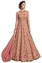 IYALAFAB® Women's Net Semi Stitched Anarkali Salwar Suit (Gown's new salwar suit_SCSF20130 Pink Free Size)