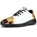 EGGDIOQ A Japanese Fan with Gold and Red Plaid Pattern Men's Casual Walking Shoes Sneaker Lightweight Stylish Athletic Tennis Sports Running Shoes for Outdoor Hiking Travel