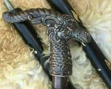 Vintage Walking Stick Dragon Head Handle Black Wooden Cane Stick Antique Gifts