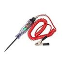 Sodcay 1 PC Car Digital Electric Pen, 6V-12V-24V DC Car Circuit Tester Light, Test Light with 5.9Ft Extended Spring Wire, Car Truck Vehicle Circuits Low Voltage Tester Probe (Red)