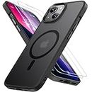 Miracase Magnetic Series for iPhone 13 Case [Compatible with MagSafe] [with 2X Screen Protectors] Military-Grade Protection, Anti-Fingerprint, Slim Design Phone Case for iPhone 13, Graphite Black