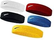 STEFFER Headband Sports,Gym Workout,Yoga Sweatband-All Sports Wear Headband Fitness Band Unisex (Pack of 5 Red/Yellow/White/Black/Blue)
