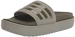 adidas Women's Adilette Platform Slide Sandal, Silver Pebble/Olive Strata/Silver Pebble, 9