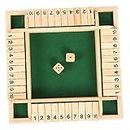 Shut The Box Dice Game 1-4 Players,Classic 4 Sided Wooden Board Game with 2 Dice and Shut-The-Box Instructions for Kids Adults, Classics Tabletop Version and Pub Board Game (Green)