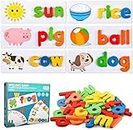 TRU TOYS Spelling Games Word Matching Letter Puzzles Toddler Toys Montessori ABC Alphabet Learning Educational Puzzle Gift for Preschool Boys Girls Kids Age 3-5 Years Old (Multicolor)