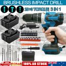 Cordless Brushless Impact Driver Hammer Drill Combo Kit For Makita 18V Battery