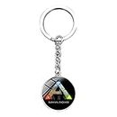 Ark Survival Evolved Long Key Chains Game Ark Logo Sign Dinosaur Glass Dome Metal Keychains Women Men Souvenir Jewelry, White, L