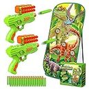 Dinosaur Shooting Game Toys for 5 6 7 8 9 10+Years Old Boys & Girls,2 Foam Dart Toy Guns and Dinosaur Shooting Practice Target, Indoor Activity Game for Kids, Compatible with Nerf Guns