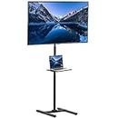 VIVO Extra Tall TV Floor Stand with Shelf for 13 to 50 inch Screens, LED OLED 4K Smart Flat, Curved Monitors, 70 inch Tall, Max VESA 200x200, Tall Pole for Treadmills, Ellipticals, Black, STAND-TV17-S