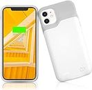 SlaBao Battery Case for iPhone 11, 6000mAh Portable Protective Charging Case, Rechargeable Extended Smart Battery Charger case Compatible with iPhone 11, 6.1 inch, White