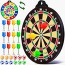 2 in 1 Magnetic Dart Board, Kids Double-Sided Dart Board with 12 Magnetic Darts and 12 Sticky Balls, Indoor Travel Outdoor Party Games Toys Gifts for 5 6 7 8 9 10 11 12 Year Old Boys Kids and Adult