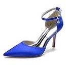 YYUFTTG Heels Women's Evening Shoes, Fine Heels and Ankle Straps, Simple Design, Wedding, Party, Graduation, Blue (Color : Navy Blue, Size : 39 5)